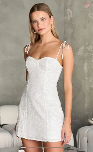 Beginning Boutique White Sequin Mini Dress thumbnail 1
