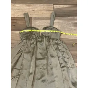 Vestique Satin Maxi Dress Size S Olive Green Keyhole Empire Waist New With Tag thumbnail 7