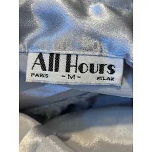 Vintage All Hours Silver Satin Striped‎ Button Down Blouse Long Sleeve Medium thumbnail 4