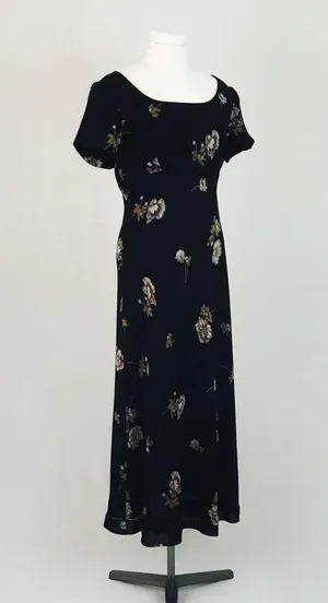 Vintage Ann Taylor Botanical Dress in Black | Size 6 thumbnail 1