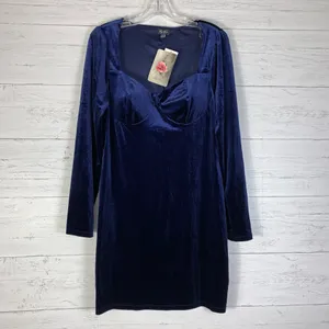 Lila Rose navy velvet mini dress size XXL juniors it size L regular NWT thumbnail 3