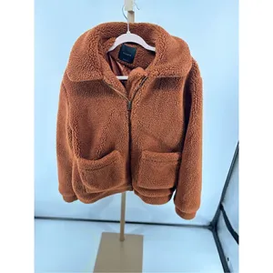Anthropologie Elodie Faux Sherpa Teddy Coat Oversized Rust Size Medium Pockets thumbnail 8