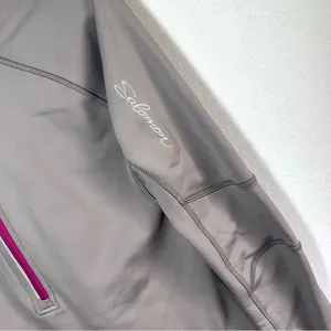 Salomon Half 1/2 Zip Hoodie Pullover Women's M Gray Pink Fleece Thermal Pockets thumbnail 2