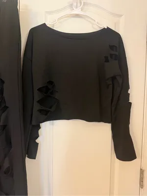 Black Ruffle slits Detail Two thumbnail 3