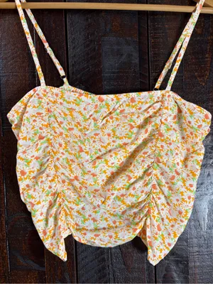 bp. Floral Ruched Spaghetti Strap Crop Top - Small thumbnail 2