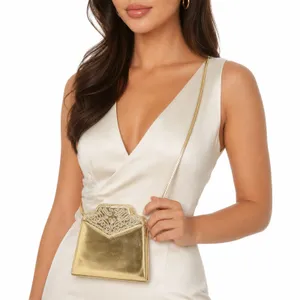 Unbranded Shoulder Bag Womens OS Evening Soutache Gold Metallic Good thumbnail 1