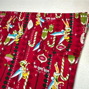 Disney Tinkerbell Holiday Scrub Top S Red Burgundy There With Bells On Christmas thumbnail 2