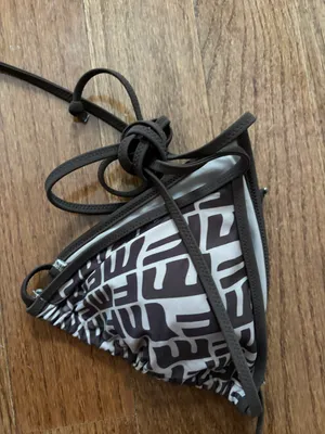 White fox Beach Club Chocolate Monogram Print bikini top thumbnail 5