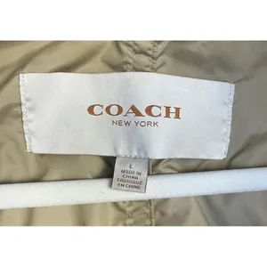 Coach Rain Coat Womens Large Beige Mid Length Zip‎ Jacket Drawstring Pockets thumbnail 3