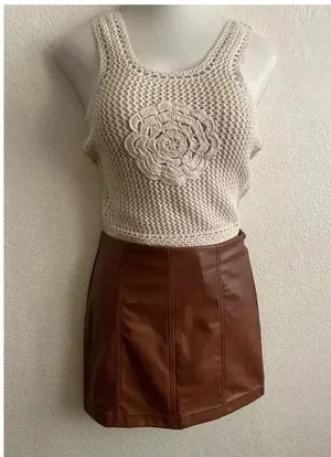 🆕Tinseltown Brown Faux Leather Mini Skirt M🆕 thumbnail 3