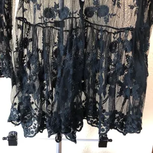 Gypsies Junkies Black Lace Long Sleeves Sheer Dress M thumbnail 3