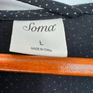 Soma light weight black & white polka dot robe lace cuff sleeve size large thumbnail 9