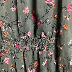 Drew Green Floral Long Sleeve Smocked Waist Dress‎ Size Small thumbnail 6