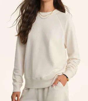 MATE the Label Organic Lightweight Terry Raglan Sweatshirt Bone Cream Womens‎ S thumbnail 1