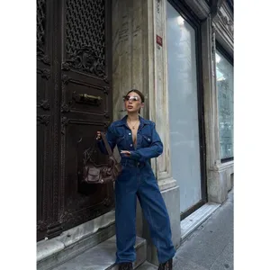 Women Denim Jumpsuit Premium Jean One Piece Outfit Casual Chic Overalls Romper thumbnail 5