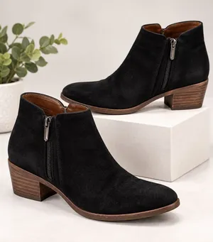 Sam Edelman Black Suede Ankle Side Zip Booties size 5.5 thumbnail 1