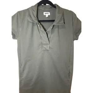 Pact Organic Cotton Polo Collared Shirt Dress Olive Green Pockets Size Small thumbnail 2