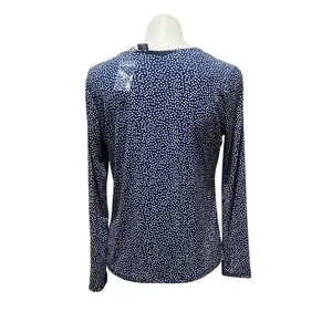 Tahari Women's M Blue Polka Dot V-Neck Long Sleeve Blouse New thumbnail 4