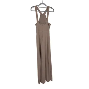 Birdy Grey Gene Crepe Dress Taupe Brown Halter Neck‎ Maxi Bridesmaid Large NWT thumbnail 2