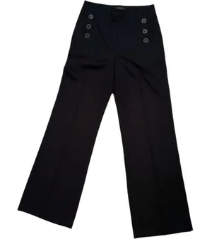 Who What Wear‎ Black Sailor Wide Leg Pants Trousers Tonal Buttons Size 12 thumbnail 1