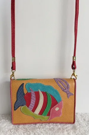 So Cute Handmade Mexican Leather Fish/Appliqué Crossbody Wallet thumbnail 1
