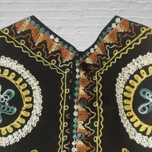Gallagher Vintage 90s Embroidered Folk Art Cotton Flax Vest M Whimsigoth thumbnail 12