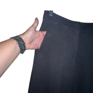 Zara Basic Black‎ Cropped Wide Leg Suede Soft Dress Pants Xs Pockets High Rise thumbnail 6