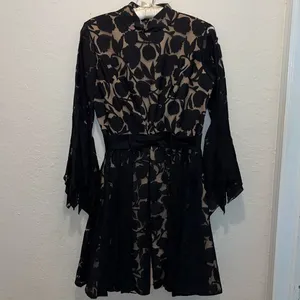 Vintage 1950s Floral Black Lace Wedding Dress Handmade thumbnail 5
