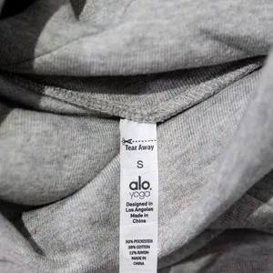 Alo Soleil Cotton Blend Turtleneck Cropped Pullover Long Sleeve Sweater Gray S thumbnail 2