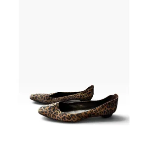 Manolo Blahnik Pointed Toe BB Flats 39.5 Brown Leopard Print Suede Luxury Y2K thumbnail 2