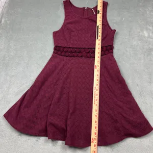 Free People Dress Womens 6 Burgundy Cut Out Daisy Waist‎ Lace Skater Sleeveless thumbnail 6
