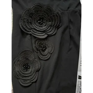 Bella Barnett NWT Flower Appliqué Maxi Dress Large Black Strapless Stretch Slit thumbnail 5