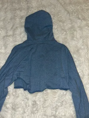 Forever 21 Cropped Hoodie Blue Sweatshirt thumbnail 7