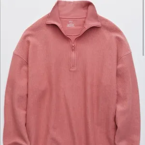 Aerie Good Vibes Quarter Zip Oversized Corded Half Zip Pink thumbnail 2