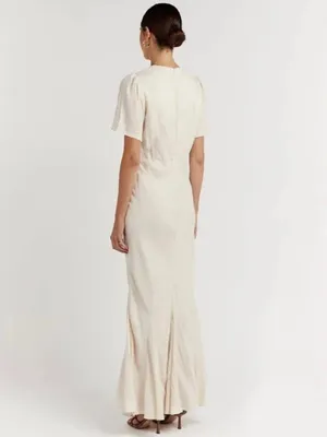 Dissh Campbell Oyster fishtail maxi Dress Cream Size 2 #luxury #designer #wedding thumbnail 3