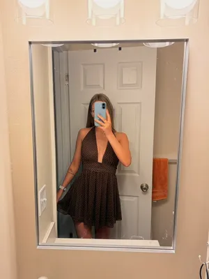 Marshalls Brown Polka Dot Halter Mini Dress thumbnail 5