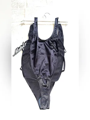 Motel Rocks Black Shiny Scoop Neck Bodysuit thumbnail 3