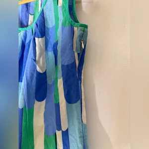 Boden Blue Green Sleeveless Geometric Print‎ Blouse Size 4 thumbnail 4
