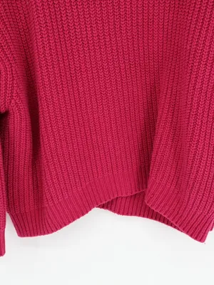 Free People Oversized Cowl Neck Sweater Fuchsia Pink Chunky Knit Slouchy Medium thumbnail 9