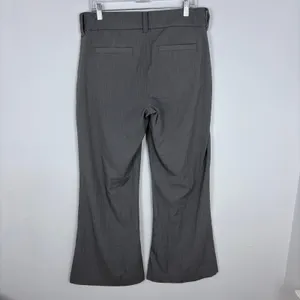 American Eagle Baggy Flare Trouser Grey Flat Front Office Business Casual 10 thumbnail 6