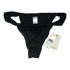 GOOD AMERICAN Shine Ruched Bikini Bottom In Black001 Size 3 (US L) NWT Reg $55 thumbnail 12