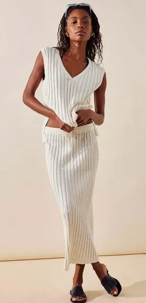 Free people white Veda knit vest skirt set small thumbnail 1