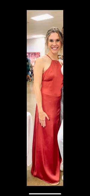 Azazie Terracota Shenna Stretch Satin Dress thumbnail 2