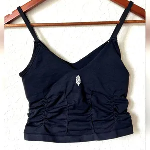 Free People Good Karma Ruched Tank Top in Black Size XS thumbnail 2