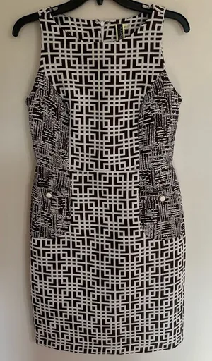 NWT Women's Julian Taylor Brown‎ White Geometric Pattern Shift Dress Size 6 thumbnail 1