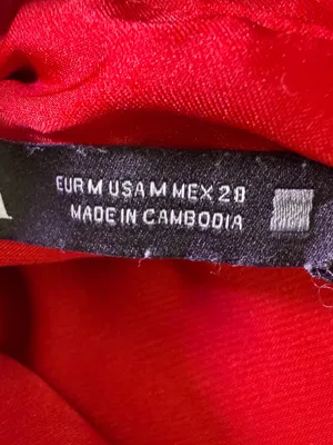 Zara Red Satin Button-Down Blouse thumbnail 7