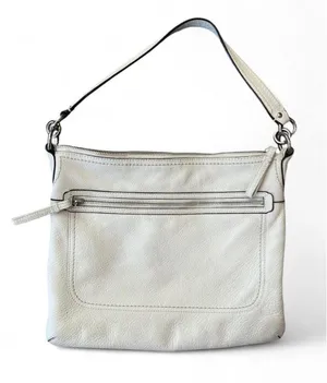 Coach White Perri soft pebble leather shoulder bag thumbnail 1