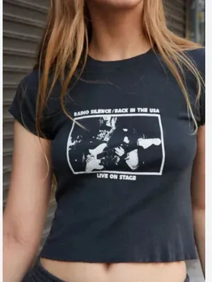 Brandy Melville John Galt Radio Silence Baby Tee Shirt Women’s Small thumbnail 1