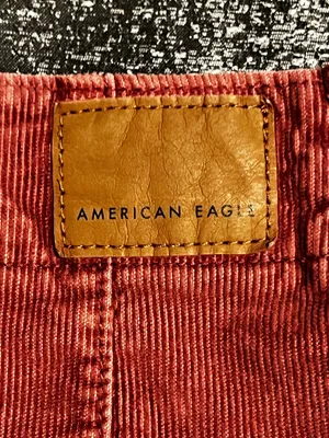 Womens sz8 American Eagle super stretch burgundy corduroy mini skirt thumbnail 5