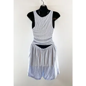 Aerie Scoop Neck Tank Top Pull On Shorts Lounge Set Light Blue Medium thumbnail 2